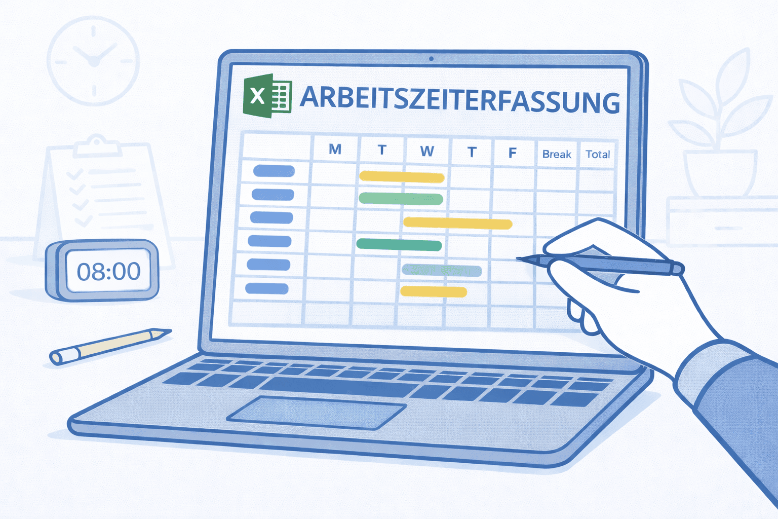 Arbeitszeiterfassung Vorlage - Kostenlose Excel Vorlage für lückenlose Stundenerfassung Vorschau