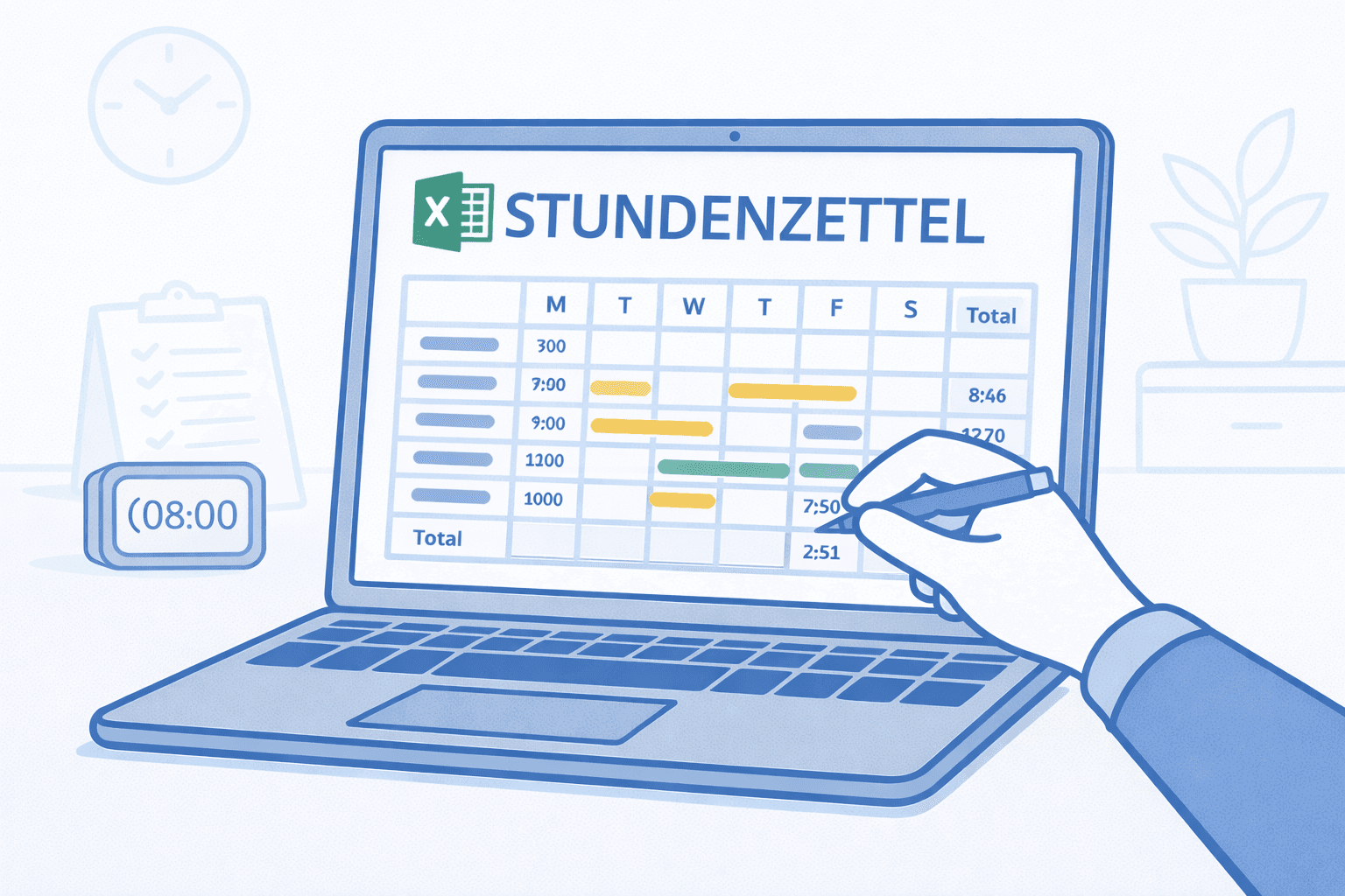 Stundenzettel Vorlage Excel - Kostenlose Excel Vorlage für Arbeitszeitnachweise